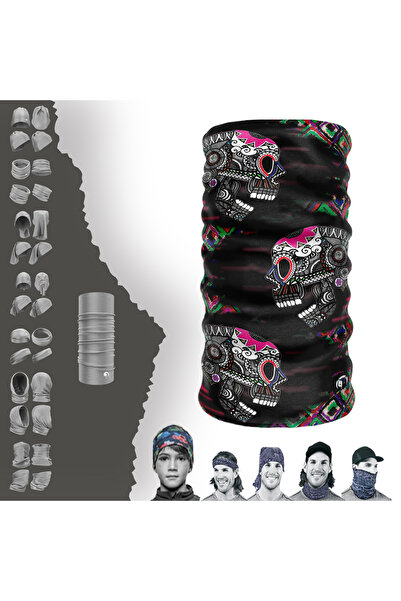 DeBuff Collar ® Extreme Skull Colored Кольоровий сухий череп Buff Baf Шарф-ба...