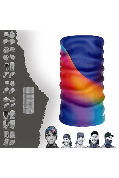 e-Taktik Marbling Art Colorful Wave Pattern Seamless Tube Neck Collar Bandana Buff Buff Hair Band