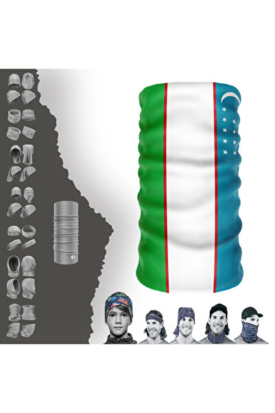 e-Taktik قناع الوجه متعدد الوظائف بعلم أوزبكستان للأشعة فوق البنفسجية Buff Ba...