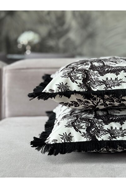 Skhome Çift Taraflı Köylüler Dekoratif Saçaklı Kırlent Kılıfı 1Adet 43x43(SK-K11)