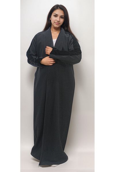 Generic Black linen abaya with black velvet lining