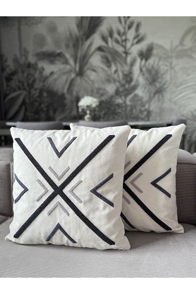 Skhome Husă de pernă cu broderie geometrică 43x43 cm (PNC-114) 1 buc
