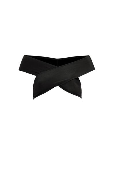 AQUAVİVA Aquaviva Women's Black Ribbed Shay Cross Combination Bikini Set