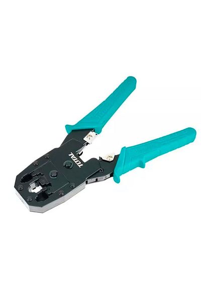 TOTAL Crimper, Stripper, Cut Modular Plug Crimper, Length: 8", Unique Design PVC Handle