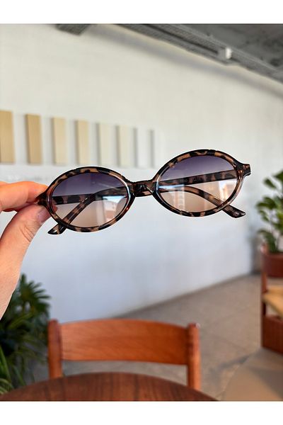 funeyes Miux Leopard Frame Gradient Glass Trend Oval Sunglasses