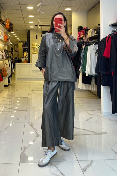 Vosse Mianotte Antrasit Paraşüt Kumaş Çıtçıt Aksesuar Detaylı Takım