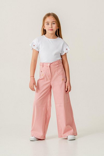 Magu Girl's Cotton T-Shirt and Pink Pants Set Stylish Combination