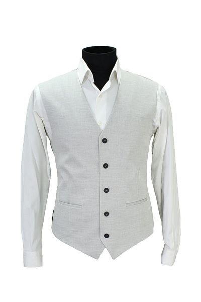 MENTOR REGALO Men's Vest V-Collar Light Gray Poly Viscosa 160690