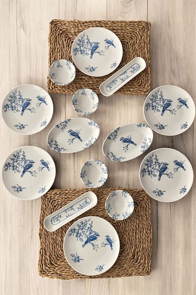 Trendymutfak Serenat 14 Piece Porcelain Breakfast Set for 6 People