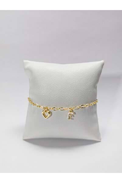 Judas Takı Gold Mini Kalp Ve Mini Harf Bileklik