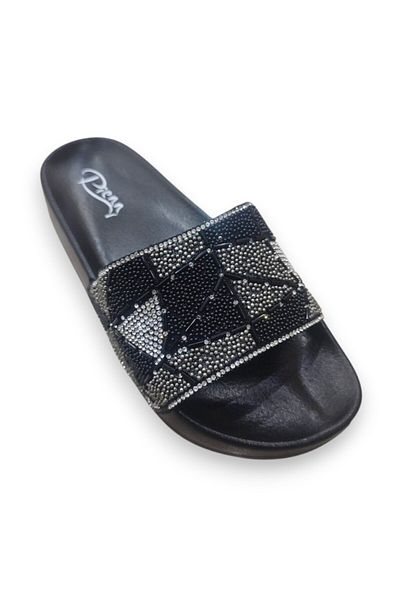Pienn Stylish Women's Slippers with Black Smoked Stone