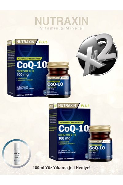 Nutraxin Coenzyme Q10 100 Mg 100 ml Facial Cleansing Gel with 30 Softgels Added 2 Pieces