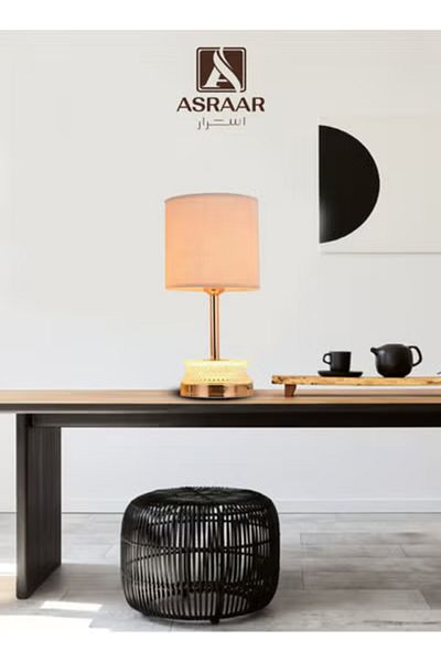 Asraar Sleek Gold Table Lamp – 55cm, Warm Glow, 75W Bulb, Elegant Nightstand or Desk Accent