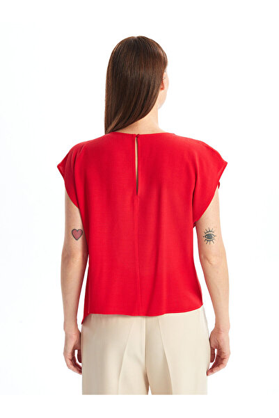 LC Waikiki LCW Damenbluse – Rundhalsausschnitt, kurze Ärmel