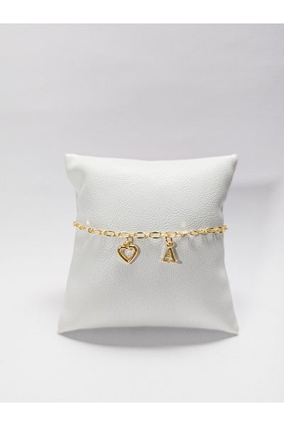 Judas Takı Gold Mini Heart and Mini Letter a Bracelet