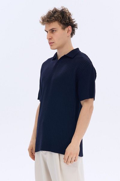 İLKCET MODA Ανδρικό πλεκτό μπλουζάκι με λαιμόκοψη V Oversize