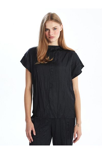 LC Waikiki Γυναικεία μπλούζα με όρθιο γιακά Oversize Σατέν