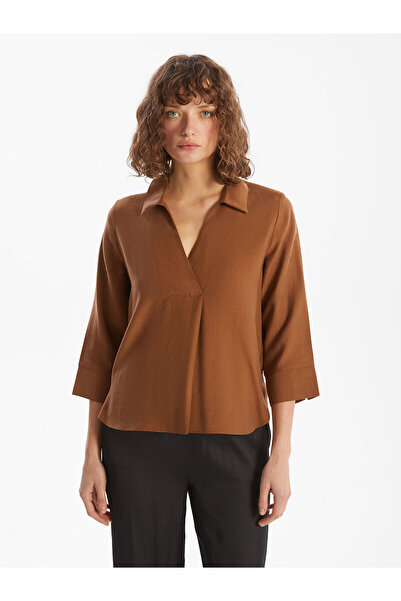 LC Waikiki Lcw Vision Brown Shirt Collar Women's Blouse