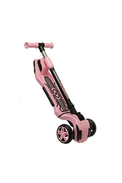 TOYFEST Pink 3 Stage Foldable Luna Scooter with Light Eyes 3 Wheels