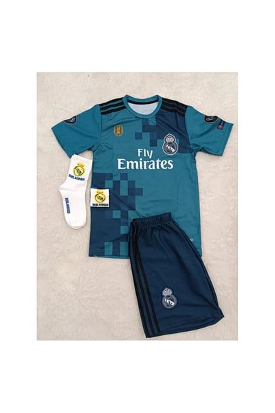 yenteks R.E.A.L M.A.D.R.I.D 2018 Cristiano Ronaldo Turquoise Kids Jersey Set of 4 (with Byz-Armor)