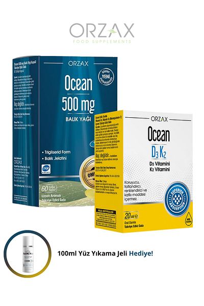 Ocean D3K2 Vitami 20ml with 500Mg Omega-3 Softgel 60 (Mixing Omega 3 and D3K2)