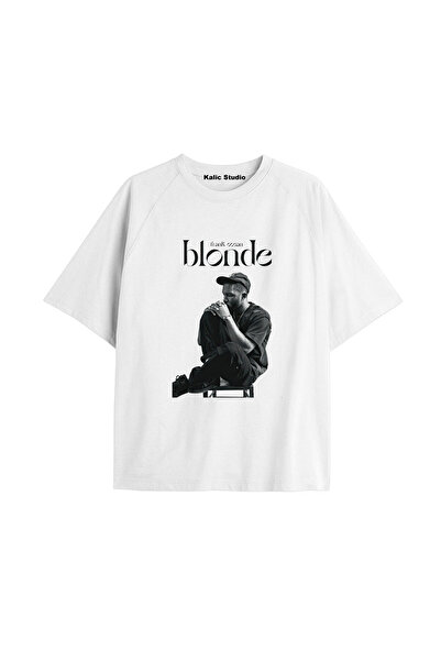 Kalic Studio Tricou unisex bărbați femei blond Frank Ocean alb
