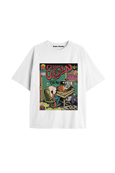 Kalic Studio Tricou unisex bărbați femei blond Frank Ocean alb