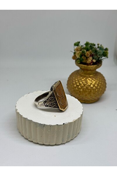 Platingold 3 HİLAL SARI 925 ayar erkek gümüş yüzük