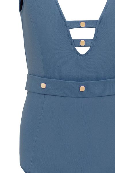 AQUAVİVA Aquaviva Women's Indigo Laura V Neck Eyelet Swimsuit