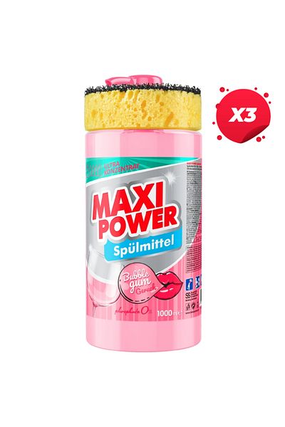 Maxi Power X3 -  MAXI POWER DETERGENT BOTTLE 1L BUBBLE GUM.