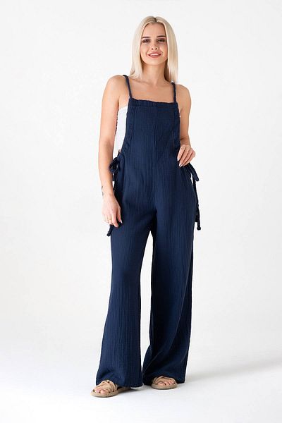Fashion Showcase Μουσλίν Σαλοπέτα 100% Βαμβάκι Καλοκαιρινό Χαλαρό - Ναυτική Μπλε