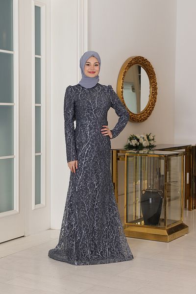 Modarafta Tarz Large Size Glitter Sequin Griter Hijab Evening Dress/Tuana