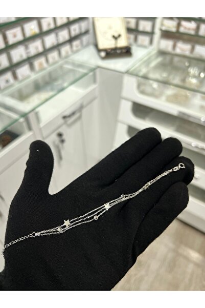 Papatya Silver 925 Ayar Rose Altın Kaplama Zirkon Taşlı Yıldız Gümüş Bileklik