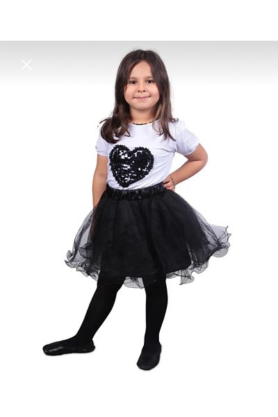 Nisu Tasarım Girl's Double Suit Tulle Skirt Heart Badi 23 April and 29 October Event Combination