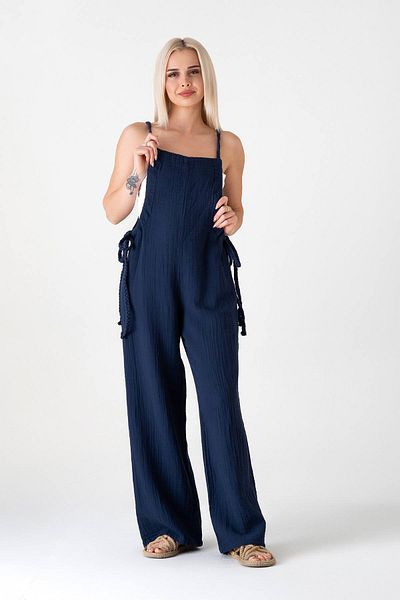 Fashion Showcase Μουσλίν Σαλοπέτα 100% Βαμβάκι Καλοκαιρινό Χαλαρό - Ναυτική Μπλε