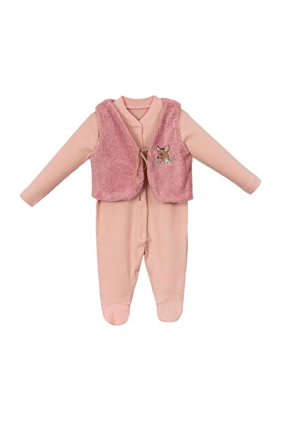 Necix's 243430 Geyik Nakışlı Yelekli Bebe Tulum