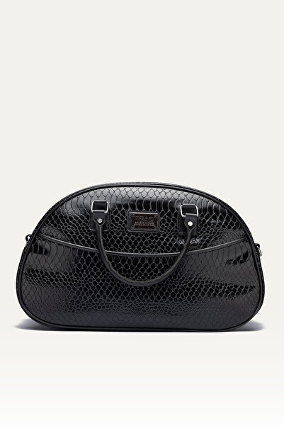 By Hakan GK68 Yılan Desenli Seyahat El ve Omuz Valizi Spor Hastane Çantası SİYAH