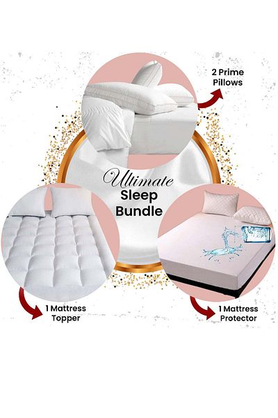 Asraar Packeg 4Piece|2 Prime Pillows 75x50cm,1 Mattress Topper 140x200cm,1 Mattress Protector 140x200cm