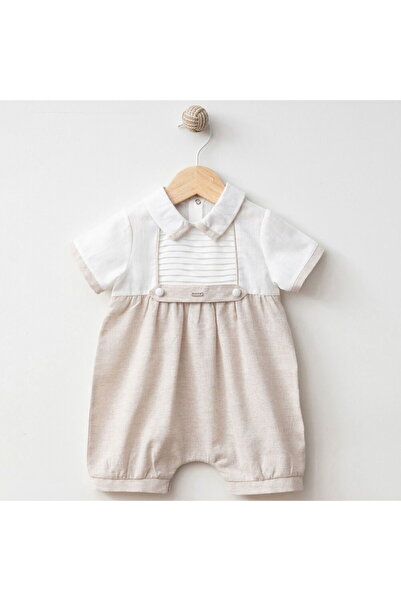 Mymio 4221MY Erkek Bebek Düğmeli Keten Barbatöz Tulum