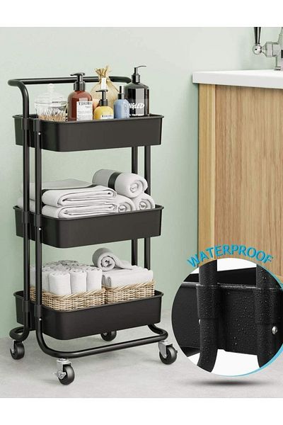 Generic Black Wheeled Storage and Organization Shelves