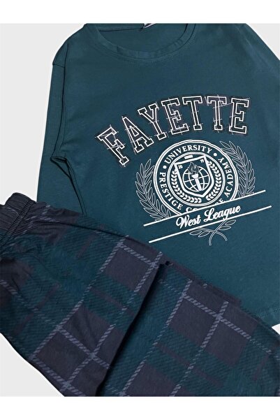 ALİŞ KİDS Chlapčenská súprava sezónnych pyžama zo 100 % bavlny s dlhým rukávom a kockovaným vzorom