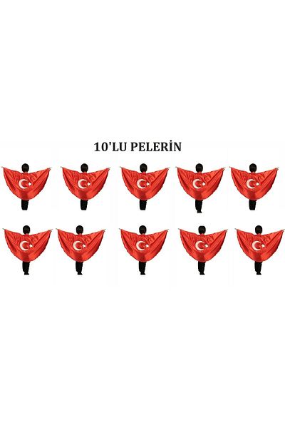 SEDİRLİ 10 Lu Turkish Flag Cloak Performance Costume with Moon Star Flag April 23 2-6 Years Old (m),7-12 Years Old (L)