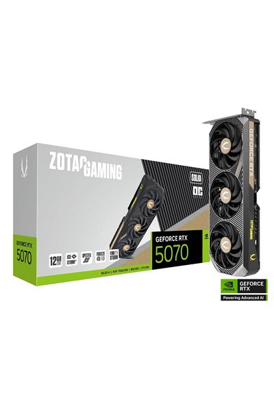 Zotac بطاقة رسومات للألعاب Geforce Rtx 5070 Solid Oc سعة 12 جيجابايت Gddr7