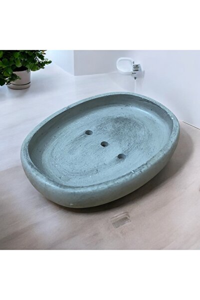 candleistanbul 1 Adet Katı Sabunluk Vernikli Beton Rengi Güzel Banyolar Için