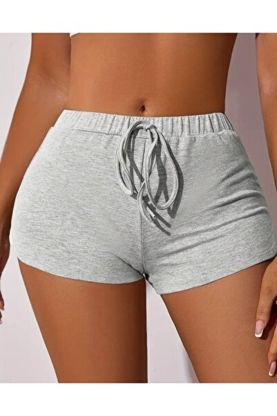 MY Wooft Günlük Yazlık Spor Şık Gri Kadın Mini Şort
