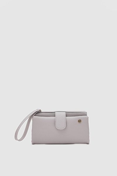 OLLBAG Etras Gray Color Multi-Compartment Women's Wallet with Passport Compartment