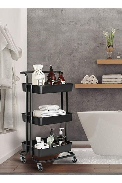 Generic Black Wheeled Storage and Organization Shelves