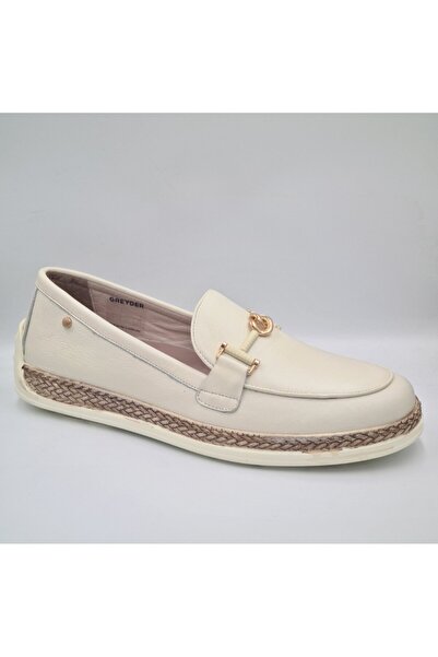 Greyder 59278 5Y Kırık Beyaz Hakiki Deri Eva Taban Kadın Günlük Casual Ayakkabı