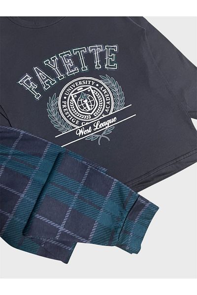 ALİŞ KİDS Boy's 100% Cotton Smoked Plaid Pattern Long Sleeve Seasonal Pajama Set