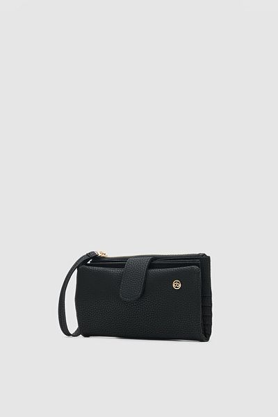 OLLBAG Etras Black Color Multi-Compartment Women's Wallet with Passport Compartment